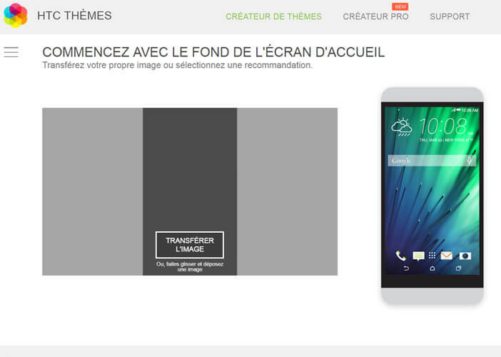 Sélectionnez le fond d'écran de votre choix dans HTC Thèmes