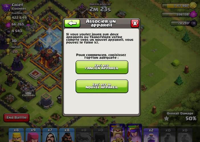 Associer un nouveau appareil à votre compte Clash of Clans