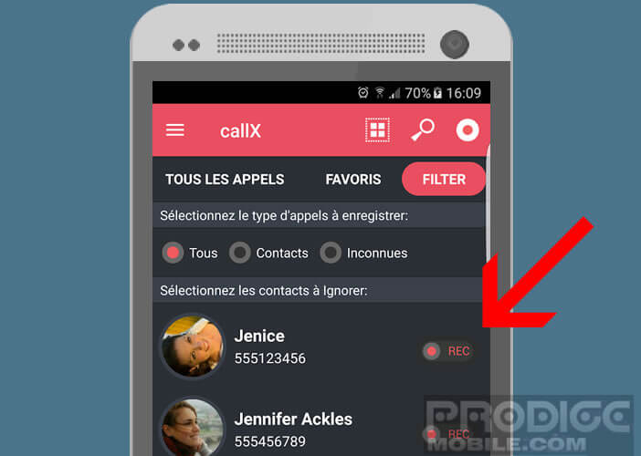 Bloquer la capture audio des appels d'un contact en particulier