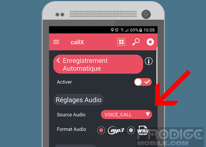 Définir voice call comme source audio