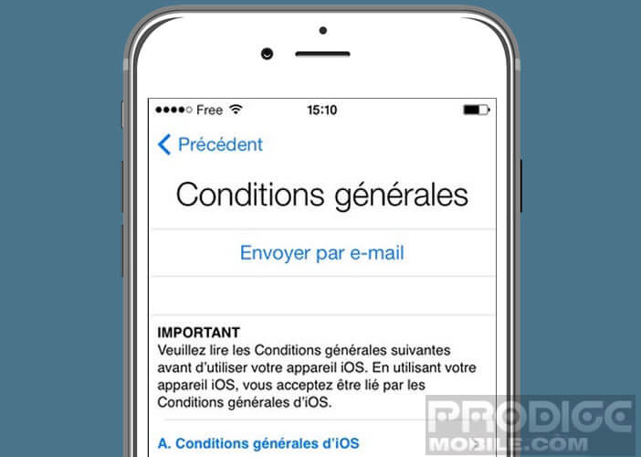 Accepter les conditions générales d'utilisation pour finaliser l'activation