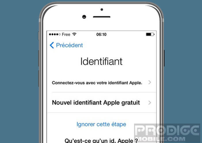 Entrer ou créer un identifiant Apple pour configurer votre machine