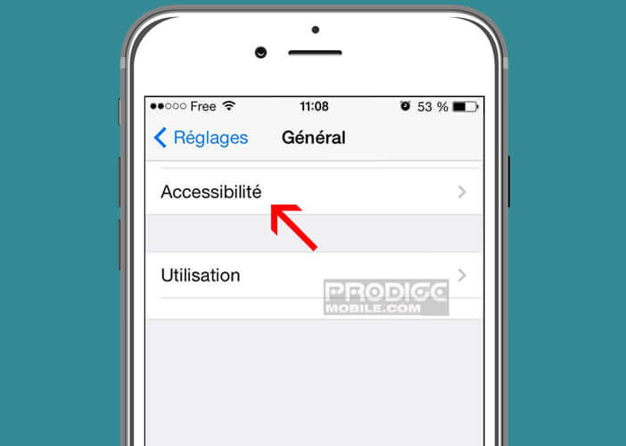 Eteindre son iPhone en utilisant le système Assistive Touch