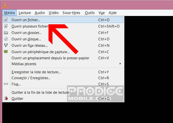 Ouvrir le fichier vidéo dans VLC