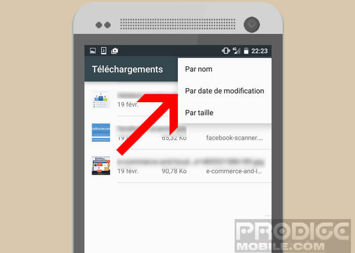 Trier la liste de tous les fichiers téléchargés depuis internet