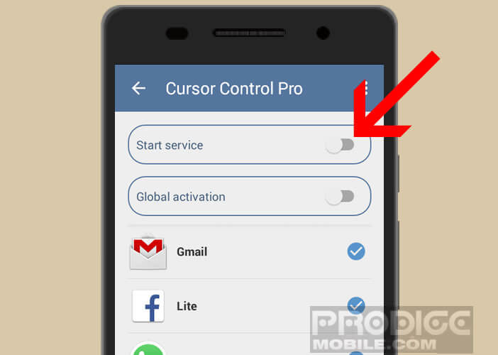 Activer l'application Cursor Control