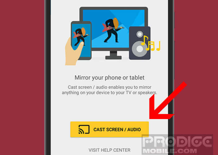 Activer la fonction de screen mirroring sur l'application Chromecast