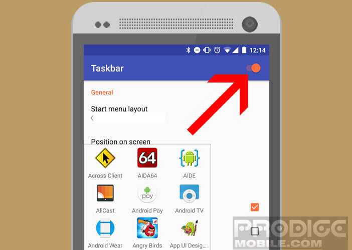 Activer l'application Taskbar