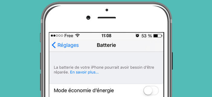 Message d'alerte vous indiquant que la batterie de votre iPhone arrive en fin de vie