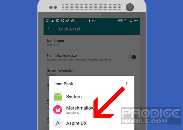 Activer l'application Aspire Ux via le launcher Nova