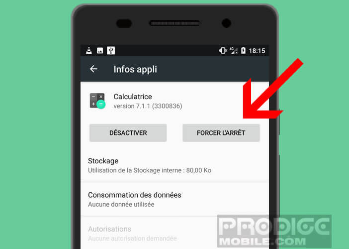 Forcer l'arrêt d'une application en cours d'utilisation