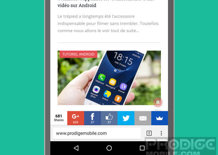 Modifier l'emplacement de la barre d'URL du navigateur mobile Chrome