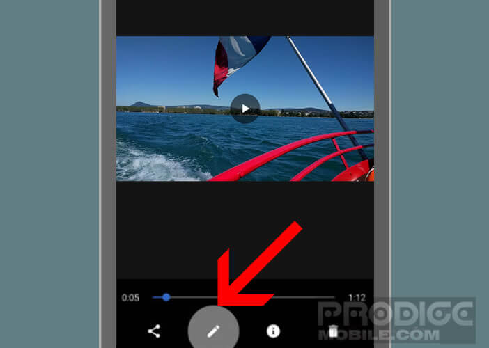 Lancer l'option de retouche de vidéo sur l'appli Google Photos