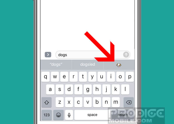 Système de suggestion d'émoticônes de l'iPhone iOs 10