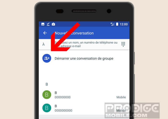 Créer une nouvelle discussion de groupe sur son téléphone