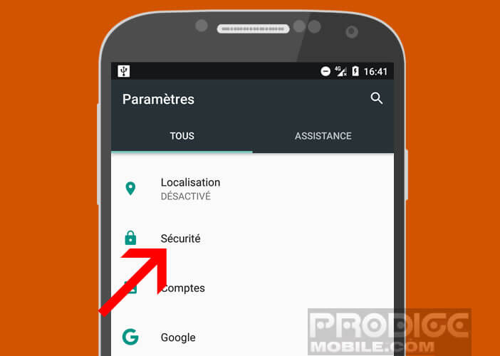 Modifier les paramètres de sécurité d'Android