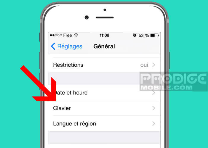 Ajouter un clavier sur l'iPhone