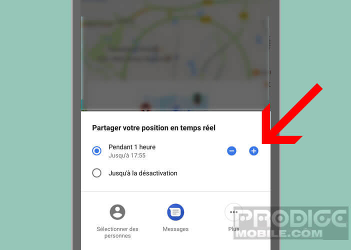 Définir la durée de localisation de votre position GPS avec vos proches