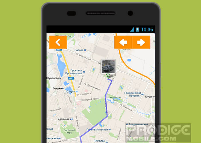 Fonction GPS de l'application CamOnRoad