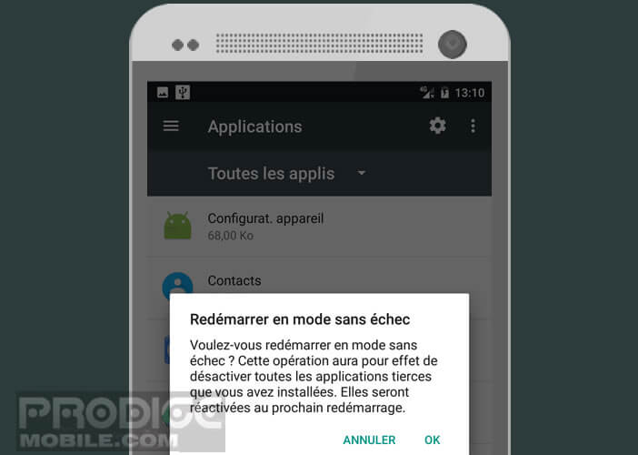 Identifier les applis provoquant des bugs en activant le mode sans échec