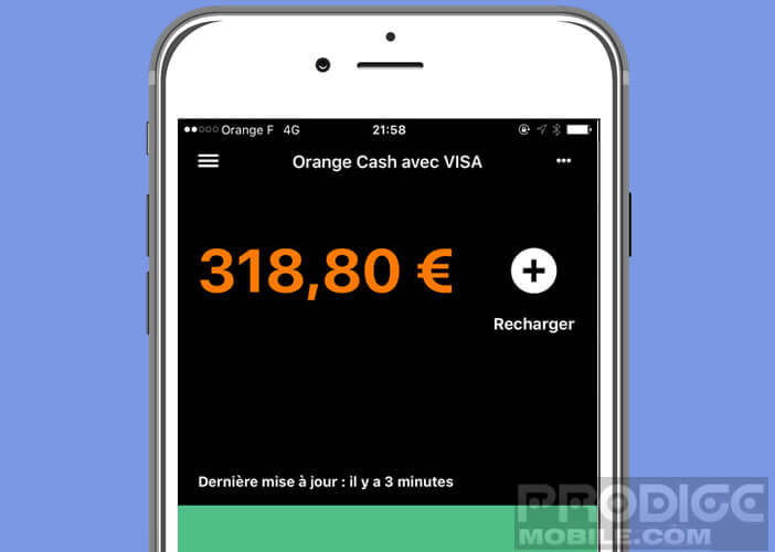 Application Orange Cash pour créer un compte virtuel sur Apple