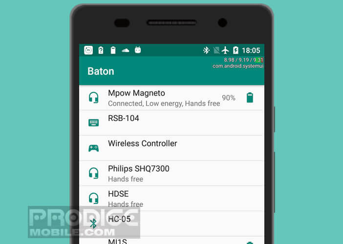 Application BatOne affiche le niveau de charge d’un casque sans fil
