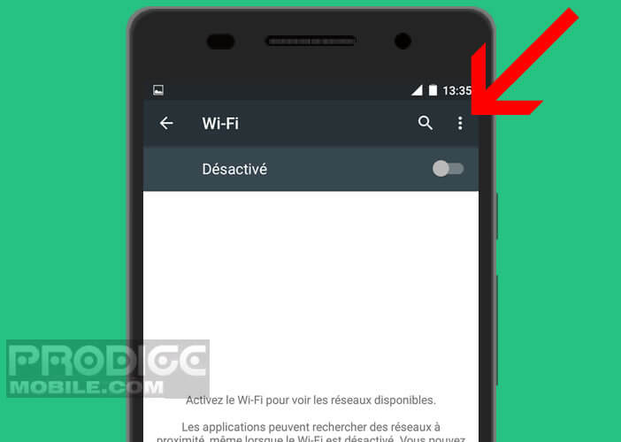 Activer le bouton Menu du Wi-Fi