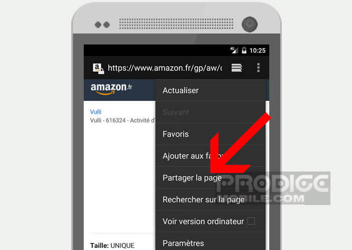 Partager une fiche produit depuis Chrome