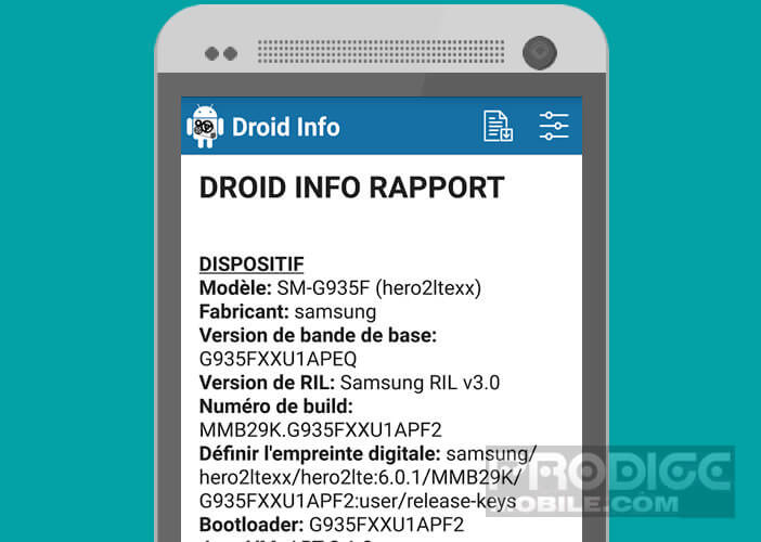 Rapport complet de tous les composants intégrés dans Android