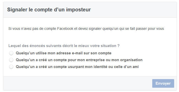 Signaler le compte d'un imposteur auprès des services de Facebook