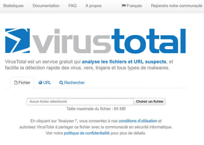 VirusTotal : outil de recherche en ligne de virus et de malware