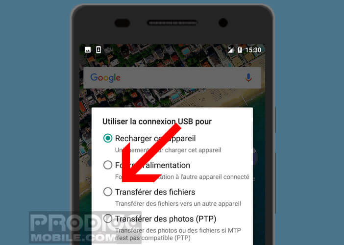 Activer le transfert de fichiers ou MTP sur Android