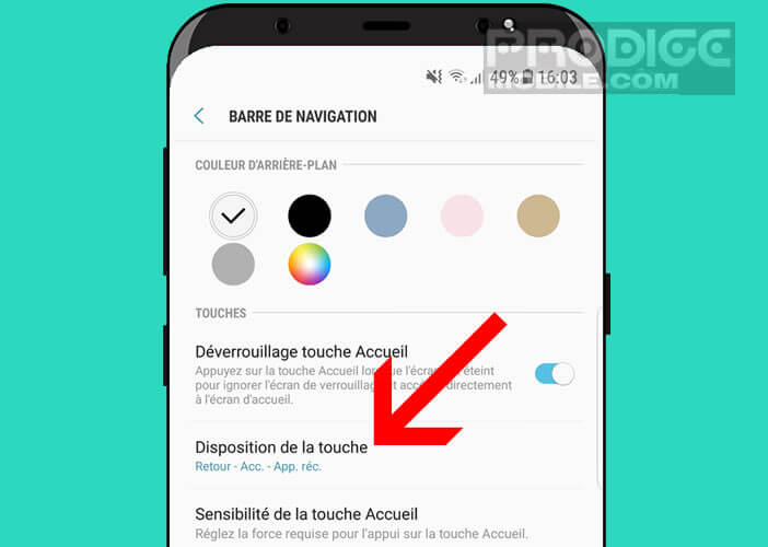 Modifier la disposition des touches du Samsung Galaxy S8