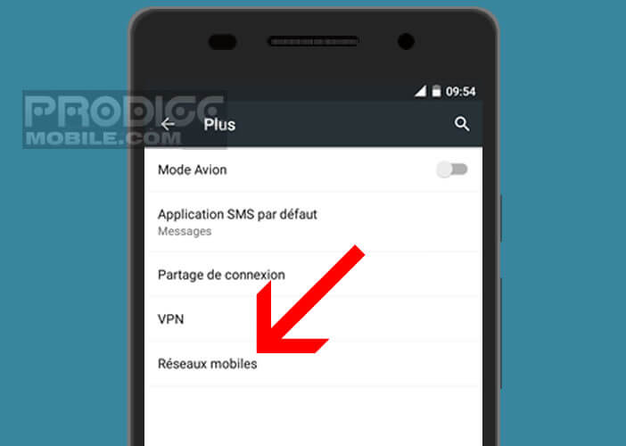 Ouvrez les paramètres réseau mobile de son smartphone