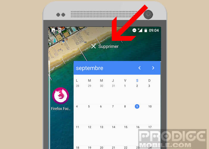 Retirer la fenêtre du widget de la page d’Android