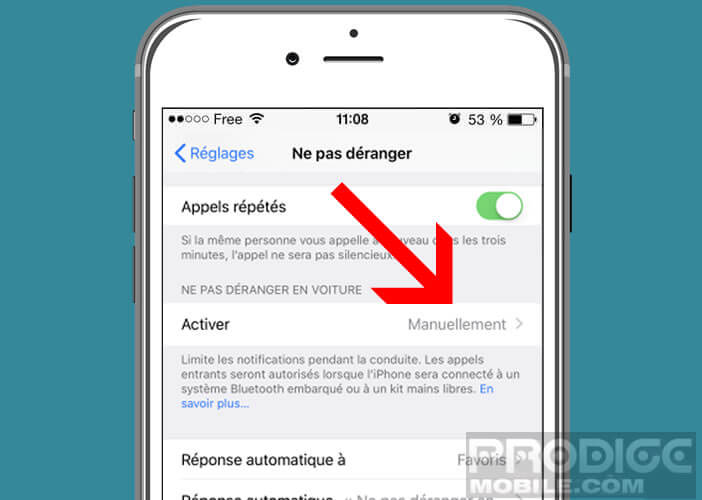 Activer la fonction ne pas déranger en voiture sur un iPhone