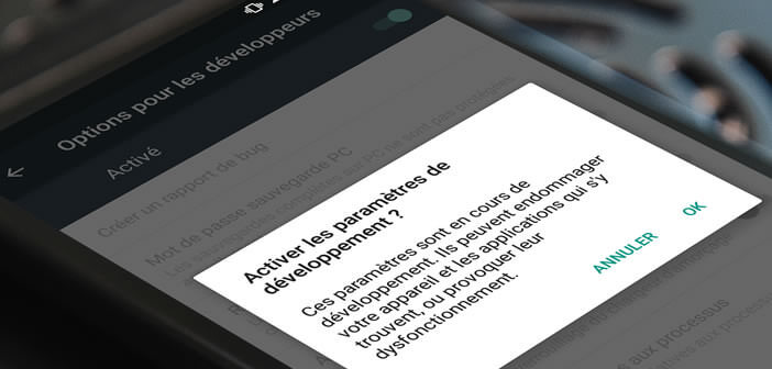 Ouvrez le menu caché options de développement pour Android