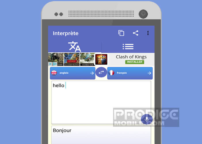 Interprète transforme votre mobile Android en traducteur vocal