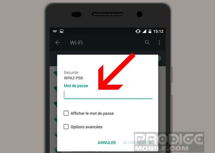 Saisissez le mot de passe de votre réseau sans-fil