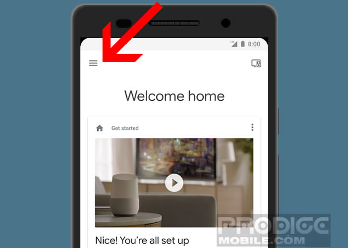 Ouvrer les paramètres de l’application Google Home