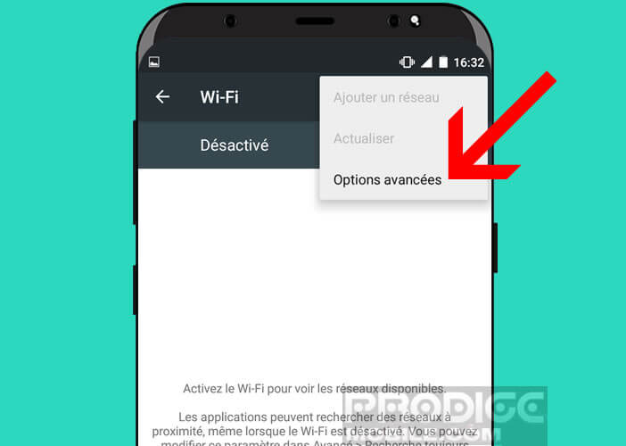 Accéder aux options avancées de la rubrique Wi-Fi de votre smartphone