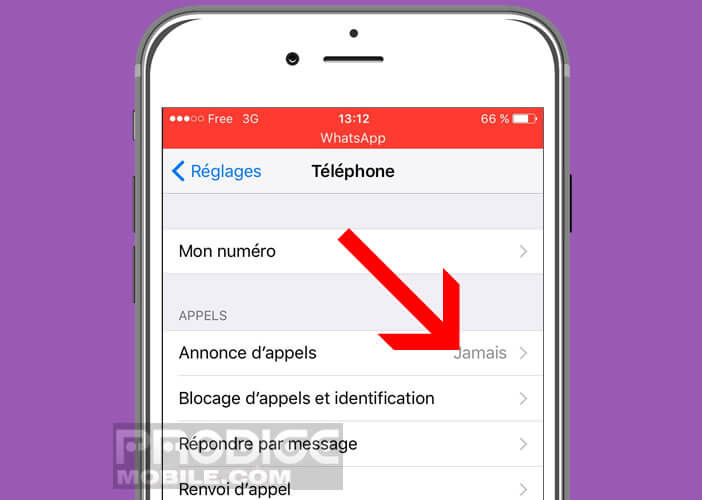 Activer la fonction d’annonce d’appels sur un iPhone