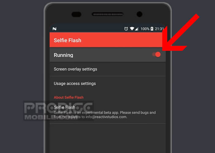 Activer le flash frontal virtuel sur un smartphone Android