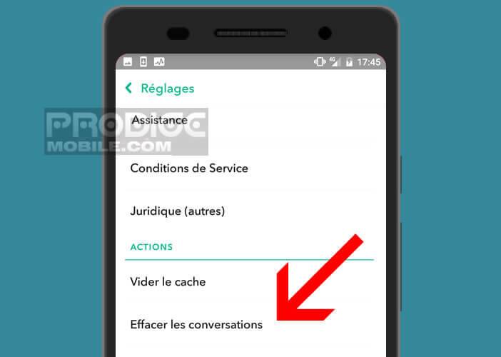 Effacer les conversations et les snaps envoyés à vos amis