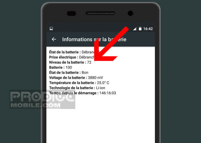 Afficher le niveau de la batterie depuis le menu caché d’Android