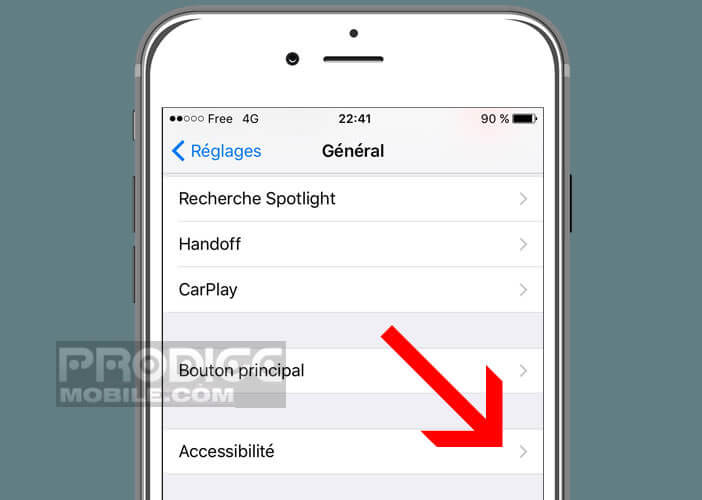 Ouvrir les options d’accessibilité de l’iPhone