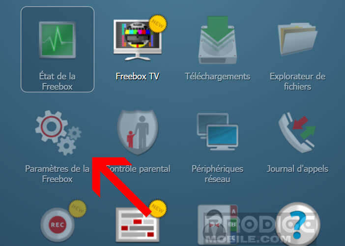 Ouvrez les paramètres de votre box depuis l’interface Freebox OS