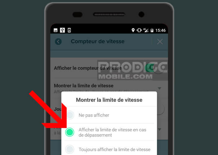 Activer les notifications en cas de dépassement de la vitesse maximale