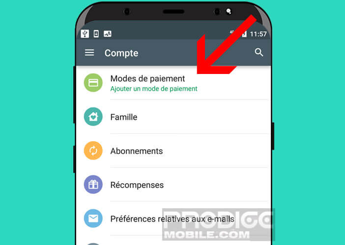 Afficher les différents modes de paiement disponible sur le Play Store