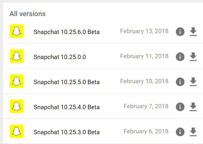 Télécharger sur votre mobile une ancienne version de Snapchat sous la forme d’un APK